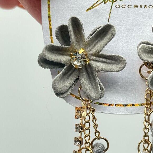 Superstar Accessories Women’s Blue Seashell Rhinestone Tassel Drop Boho Earrings - Picture 4 of 6